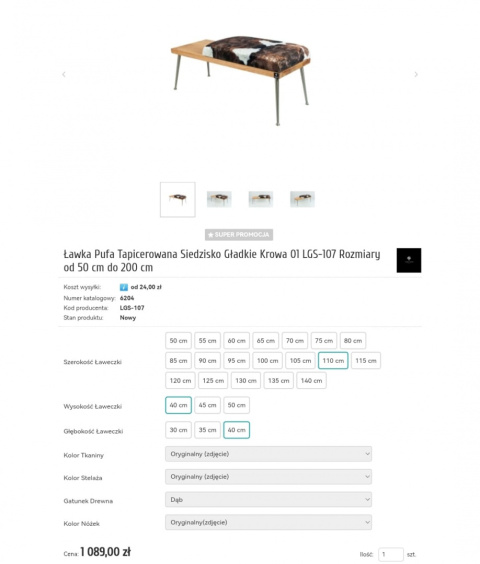 Ławeczka Emra Wood Design 22 krowa Ławeczka Emra Wood Design 22 krowa