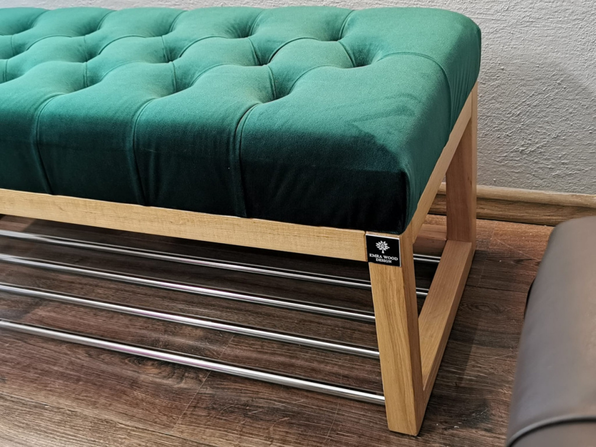 Pikowana ławka Emra Wood Design butelkowa zieleń 24 Pikowana ławka Emra Wood Design butelkowa zieleń 24
