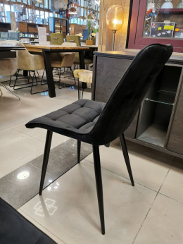 Krzesło welurowe z przeszyciami czarne