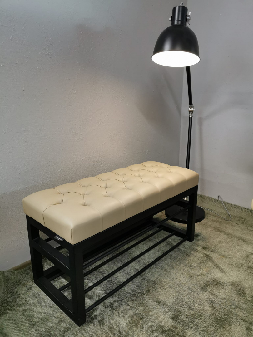 Metalowa ławka Emra Wood Design pikowana ekoskóra Metalowa ławka Emra Wood Design pikowana ekoskóra