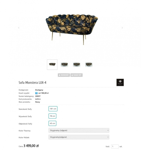 Sofa Kwiat Lotosu Emra Wood Design Monstera OD RĘKI Sofa Kwiat Lotosu Emra Wood Design Monstera OD RĘKI