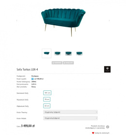Sofa Turkusowa Emra Wood Design Kwiat Lotosu OD RĘKI