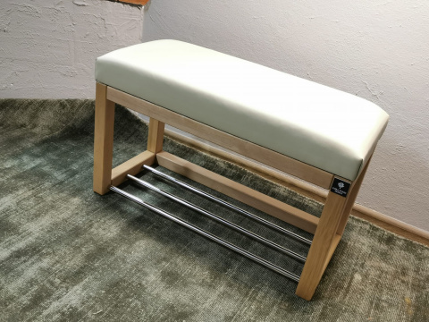 Ławka do przedpokoju z miejscem na buty Emra Wood Design janobeżowa ekoskóra Ławka do przedpokoju z miejscem na buty Emra Wood Design janobeżowa ekoskóra