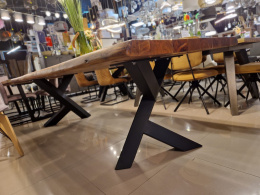 Stół z litego drewna akacji Live Edge 260 x 100 cm