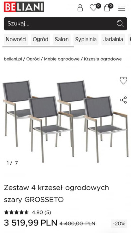 Krzesło ogrodowe Beliani Grosetto