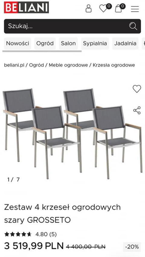 Krzesło ogrodowe Beliani Grosetto Krzesło ogrodowe Beliani Grosetto
