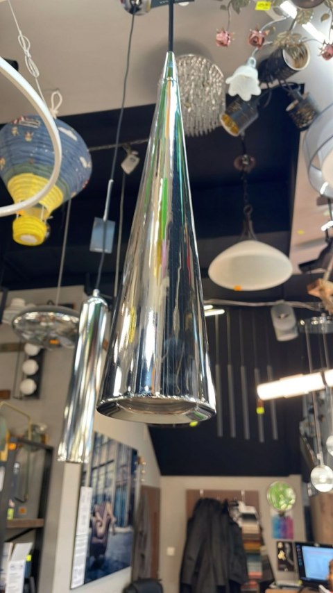 Lampa Alclara Miki Chromowany Stożek Tuba 35 cm Lampa Alclara Miki Chromowany Stożek Tuba 35 cm