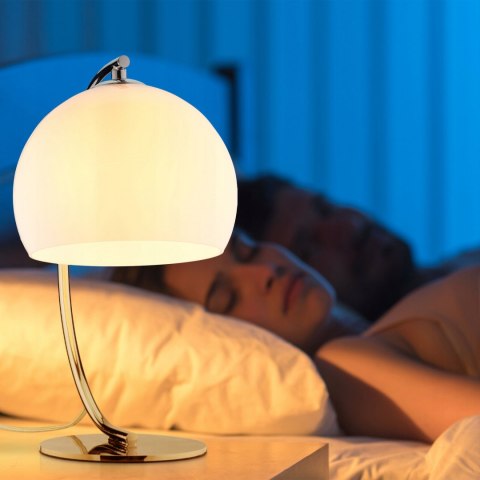 Lampka stołowa ze szklanym kloszem biała CHROM Lampka stołowa ze szklanym kloszem biała CHROM