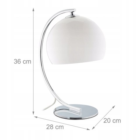 Lampka stołowa ze szklanym kloszem biała CHROM Lampka stołowa ze szklanym kloszem biała CHROM