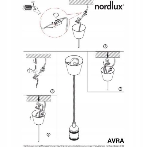 Oprawka z kablem Nordlux Avra E27 CZARNA METALOWA Oprawka z kablem Nordlux Avra E27 CZARNA METALOWA