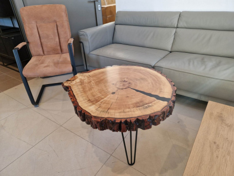 Stolik z plastra czeczota topoli średnica 80 cm Stolik z plastra czeczota topoli średnica 80 cm