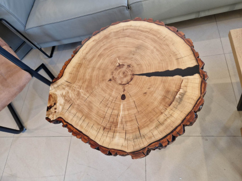 Stolik z plastra czeczota topoli średnica 80 cm Stolik z plastra czeczota topoli średnica 80 cm