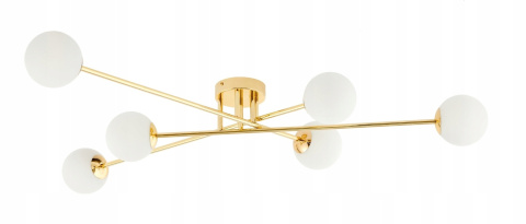 ŻYRANDOL LAMPA SUFITOWA ZŁOTA MLECZNE KULE 6 x E27 model 28-6 MIK ŻYRANDOL LAMPA SUFITOWA ZŁOTA MLECZNE KULE 6 x E27 model 28-6 MIK