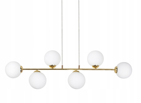 ŻYRANDOL LAMPA WISZĄCA ZŁOTA MLECZNE KULE 6 x E27 model 880-6 MIK ŻYRANDOL LAMPA WISZĄCA ZŁOTA MLECZNE KULE 6 x E27 model 880-6 MIK