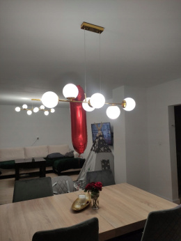 ŻYRANDOL LAMPA WISZĄCA ZŁOTA MLECZNE KULE 6 x E27 model 880-6 MIK