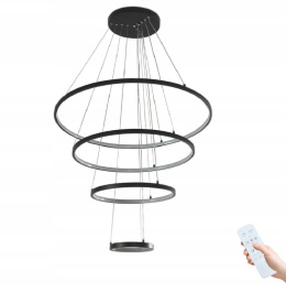 NOWOCZESNA LAMPA LED 4 RINGI CZARNY MAT 120W PILOT - ZMIANA BARW ŚWIATŁA , APLIKACJA BLUETOOTH 6666-4D-BK MIK