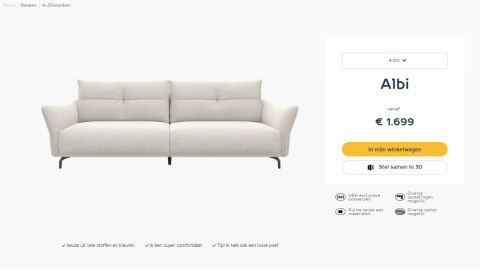 Sofa czteroosobowa Hender& Hazel Albi wybór tapicerki Sofa czteroosobowa Hender& Hazel Albi wybór tapicerki