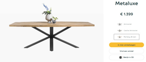 Stół H&H Metaluxe 240 x 110 cm natural Stół H&H Metaluxe 240 x 110 cm natural