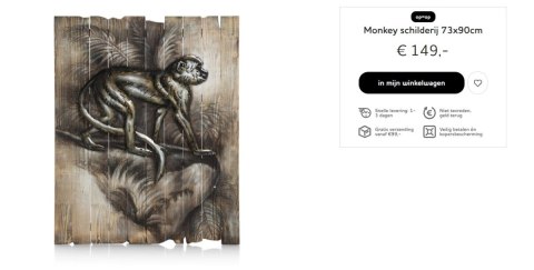 COCO MAISON obraz Małpa 73 x 90 cm COCO MAISON obraz Małpa 73 x 90 cm