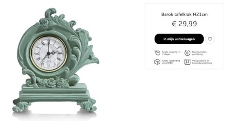 COCOmaison Barok zegar stołowy wys. 21 cm COCOmaison Barok zegar stołowy wys. 21 cm