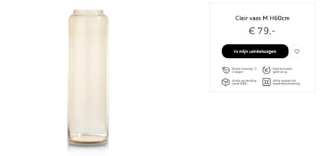 COCOmaison Wazon szklany Clair M W60cm beżowy COCOmaison Wazon szklany Clair M W60cm beżowy
