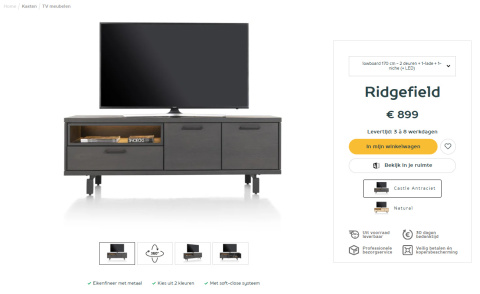 Szafka RTV Henders& Hazel Ridgefield 170 cm onyx Szafka RTV Henders& Hazel Ridgefield 170 cm onyx