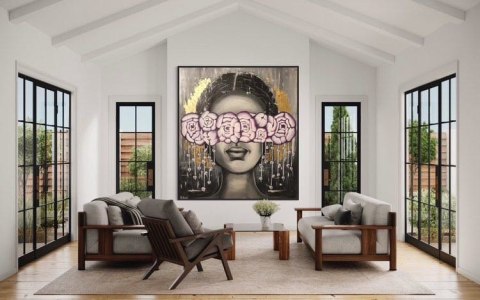 Obraz akrylowy ręcznie malowany w rozmiarze 110x120cm "PEONIA" Obraz akrylowy ręcznie malowany w rozmiarze 110x120cm "PEONIA"