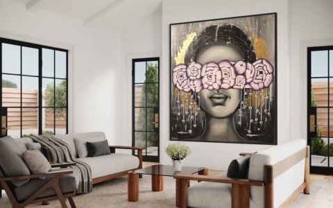 Obraz akrylowy ręcznie malowany w rozmiarze 110x120cm "PEONIA" Obraz akrylowy ręcznie malowany w rozmiarze 110x120cm "PEONIA"