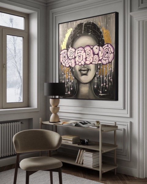 Obraz akrylowy ręcznie malowany w rozmiarze 110x120cm "PEONIA" Obraz akrylowy ręcznie malowany w rozmiarze 110x120cm "PEONIA"