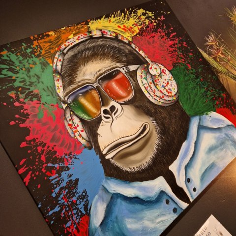 Obraz akrylowy ręcznie malowany w rozmiarze 140x120 "MR. MONKEY" Obraz akrylowy ręcznie malowany w rozmiarze 140x120 "MR. MONKEY"