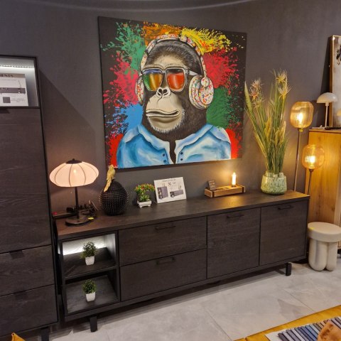 Obraz akrylowy ręcznie malowany w rozmiarze 140x120 "MR. MONKEY" Obraz akrylowy ręcznie malowany w rozmiarze 140x120 "MR. MONKEY"