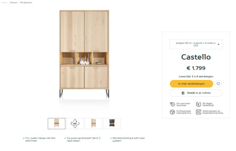 [na zamówienie] Szafa Castello Henders& Hazel 123 cm z 4 drzwiami i 3 wnękami (+ LED)