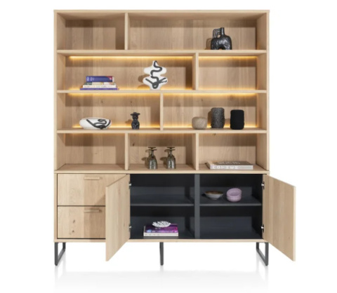 [na zamówienie] Bufet Castello Henders& Hazel 181 cm z 2 drzwiami, 2 szufladami i 9 wnękami (+ LED)