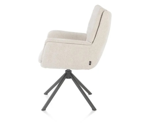 [na zamówienie] Fotel obrotowy JUNA z funkcją relax, tkanina Livigno chenille kremowy, rama metal grafit