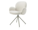 [na zamówienie] Krzesło obrotowe JAXON – tkanina Bouclé, kolor Ivory, podstawa Silk Grey