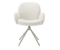 [na zamówienie] Krzesło obrotowe JAXON – tkanina Bouclé, kolor Ivory, podstawa Silk Grey