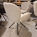 [na zamówienie] Krzesło obrotowe JAXON – tkanina Bouclé, kolor Ivory, podstawa Silk Grey