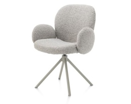[na zamówienie] Krzesło obrotowe JAXON – tkanina Bouclé, kolor Kiezel, podstawa Silk Grey