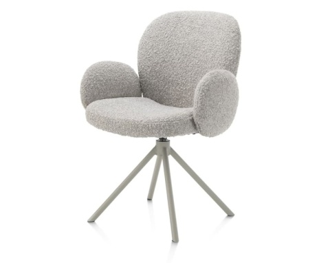[na zamówienie] Krzesło obrotowe JAXON – tkanina Bouclé, kolor Kiezel, podstawa Silk Grey