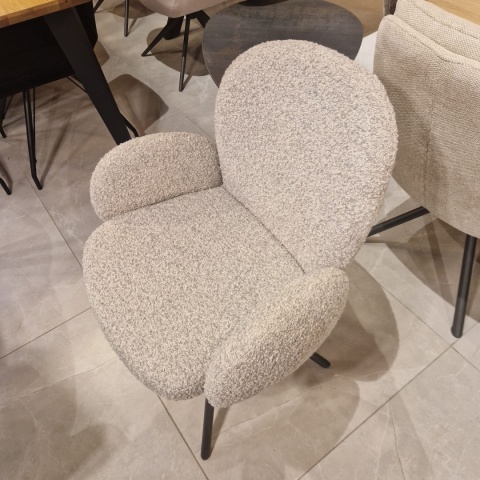 [na zamówienie] Krzesło obrotowe JAXON – tkanina Bouclé, kolor Kiezel, podstawa Silk Grey