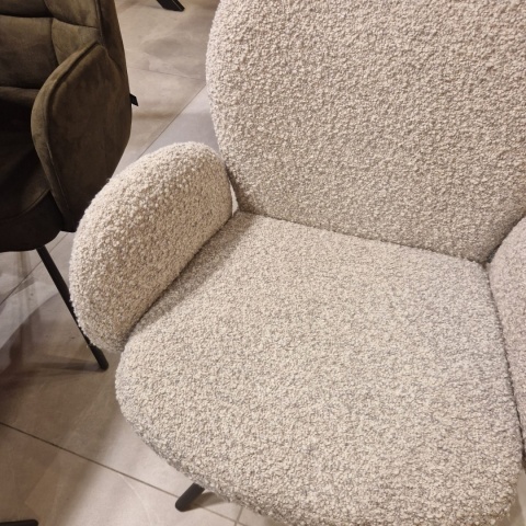 [na zamówienie] Krzesło obrotowe JAXON – tkanina Bouclé, kolor Kiezel, podstawa Silk Grey