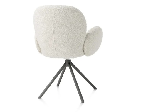 [na zamówienie] Krzesło obrotowe JAXON – tkanina Bouclé, kolor Ivory, podstawa antracyt