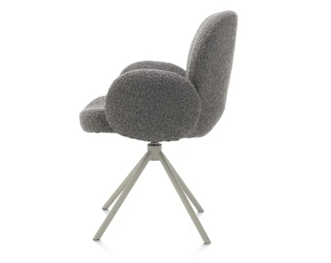 [na zamówienie] Krzesło obrotowe JAXON – tkanina Bouclé, kolor Lever, podstawa Silk Grey