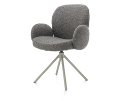 [na zamówienie] Krzesło obrotowe JAXON – tkanina Bouclé, kolor Lever, podstawa Silk Grey