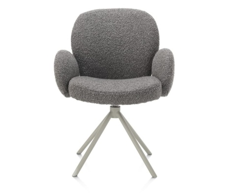 [na zamówienie] Krzesło obrotowe JAXON – tkanina Bouclé, kolor Lever, podstawa Silk Grey