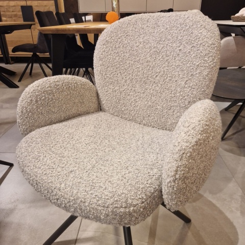 [na zamówienie] Krzesło obrotowe JAXON – tkanina Bouclé, kolor Kiezel, podstawa antracyt