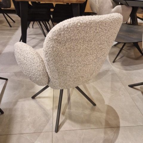 [na zamówienie] Krzesło obrotowe JAXON – tkanina Bouclé, kolor Kiezel, podstawa antracyt