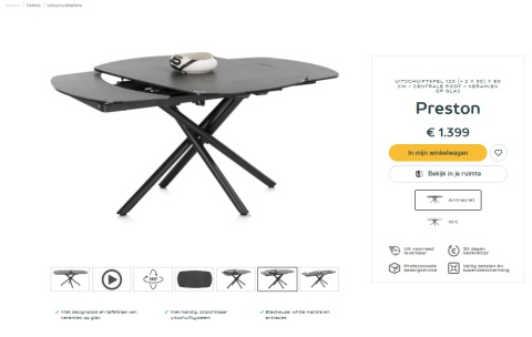 [na zmówienie] Stół Henders& Hazel Preston 120+ (2x 30) x 90 cm ceramika