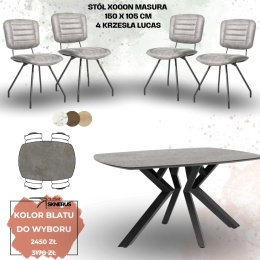 Zestaw stół MASURA Xooon 150 x 105 cm i 4 krzesła Lucas