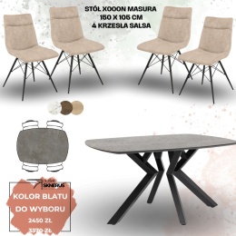 Zestaw stół MASURA Xooon 150 x 105 cm i 4 krzesła Salsa